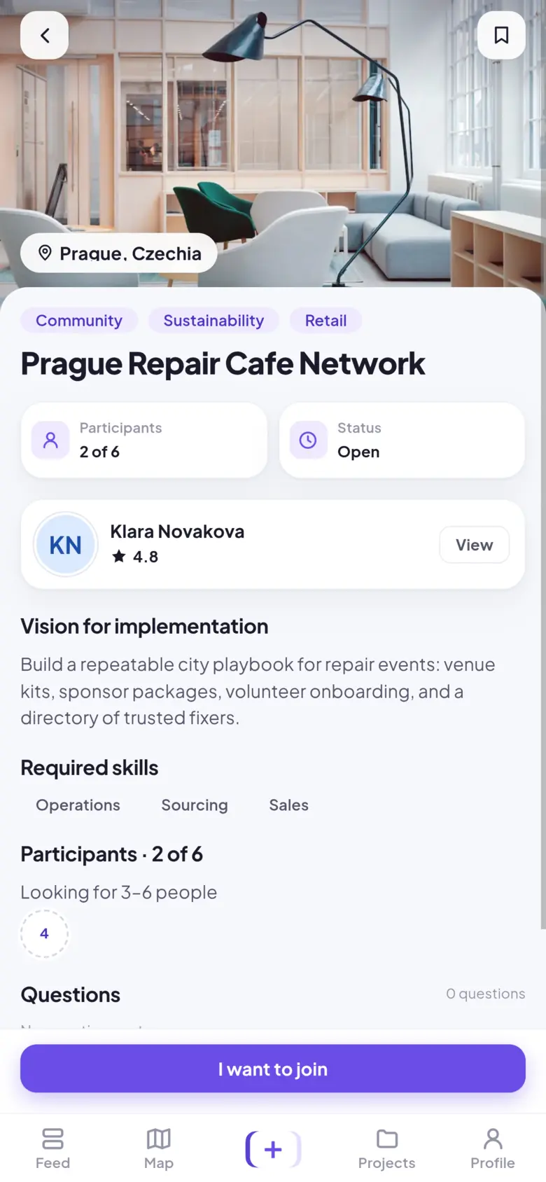 Idea details screen